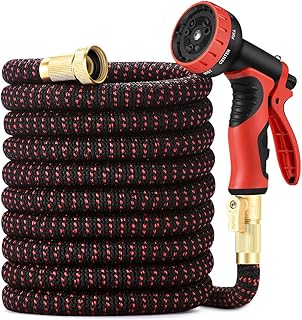 100FT Expandable Garden Hose Durable No-Kink Flexible Garden Water Hose Set 3/4" Solid Brass Fittings, 4-Layers Latex,3750D Extra Strength Fabric with Heavy Duty Metal Watering Patterns (100ft)