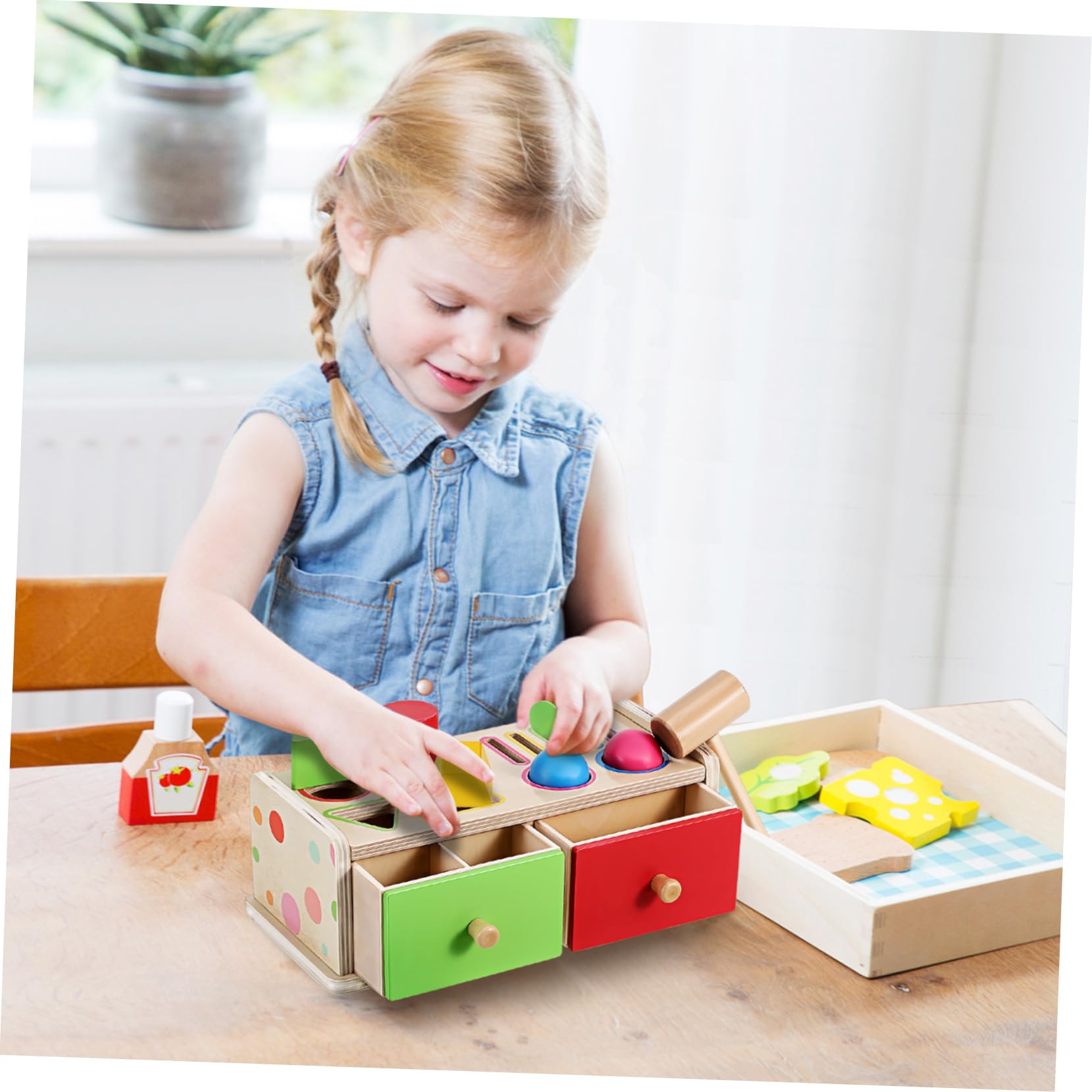 VICASKY Scatola Montessori di Blocchi Geometrici in Legno Giocattolo Puzzle di Abbinamento per Prima Infanzia Classificatore di Forme e Colori per Ragazzo Ragazza Piccoli
