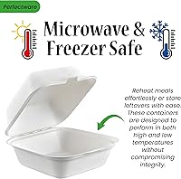 Vista 4 de Recipientes de comida para llevar con un solo compartimento 100% compostable, 6 x 6 pulgadas. 25 envases, bagazo desechable natural, biodegradable