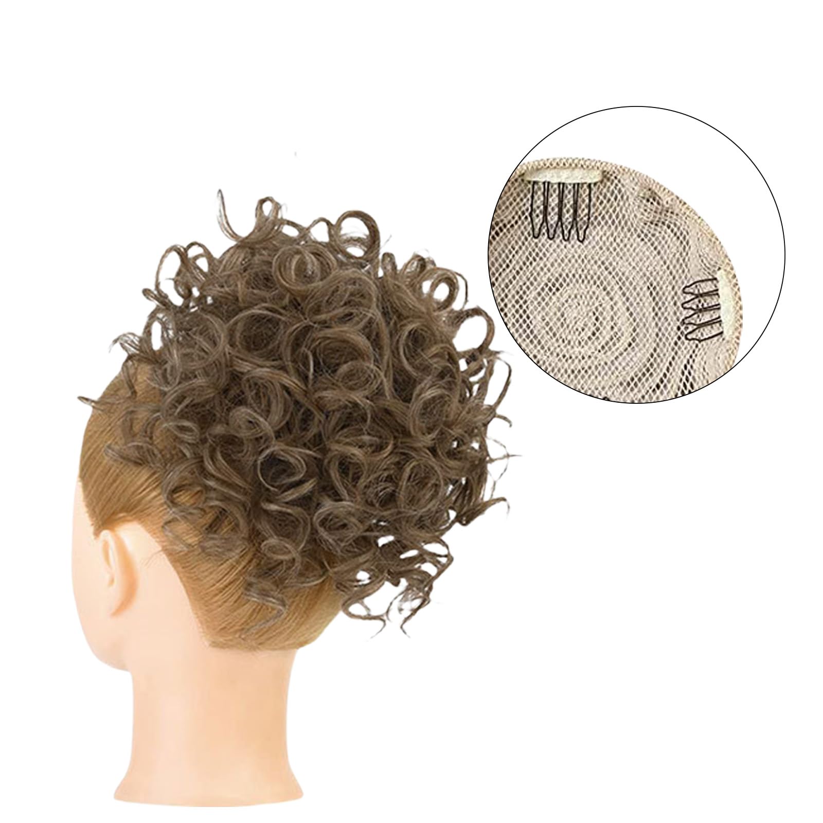 Messy Bun, Short Curly Drawstring ,Extension Loose Bun Hair ,Pieces for Women High Temperature Synthetic Bun Extension 60g Black (12-16) - Image 2