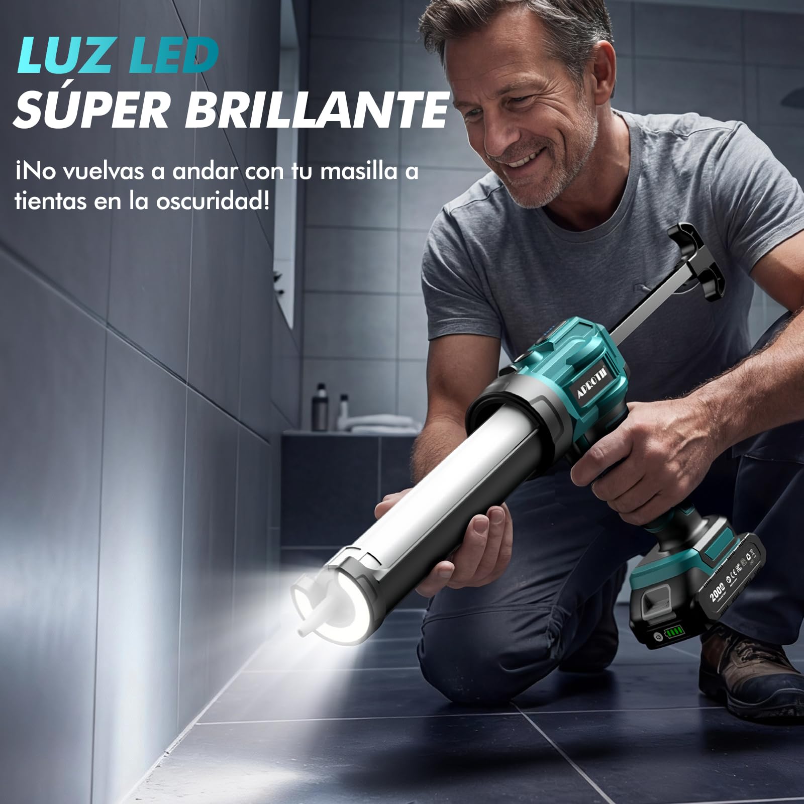 Pistola Silicona Eléctrica Compatible con 18V-Makita Baterías | Pistola Silicona Bateria con Luces LED, Pistola Silicona Bateria Profesional para 300 ml de Calafateo (Baterías no Incluidas)
