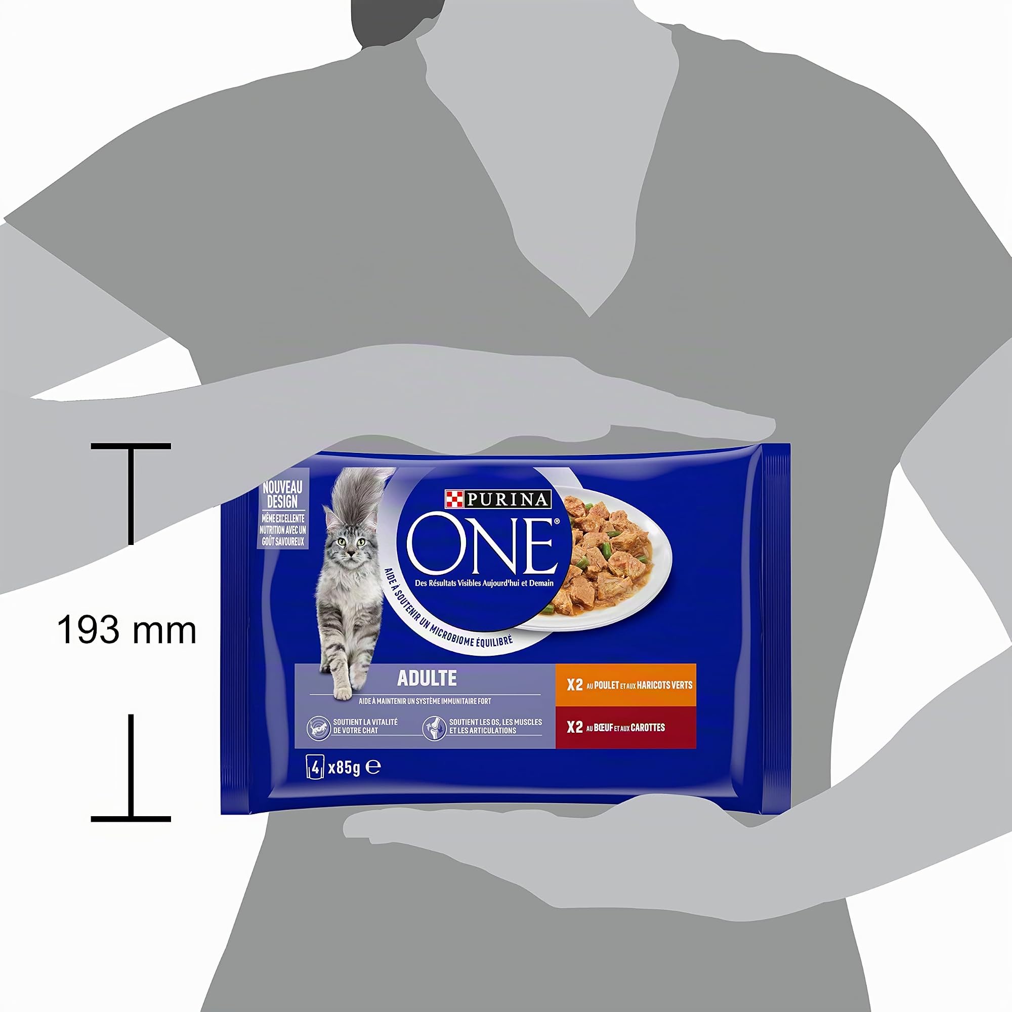 PURINA ONE | BIFENSIS | Chat Adulte | Soutien la vitalité du Chat, Les os, Les Muscles et Les articulations | Effilés en Sauce | Poulet, Boeuf | Sachets Fraîcheur | Lot de 24 (4 x 85g)