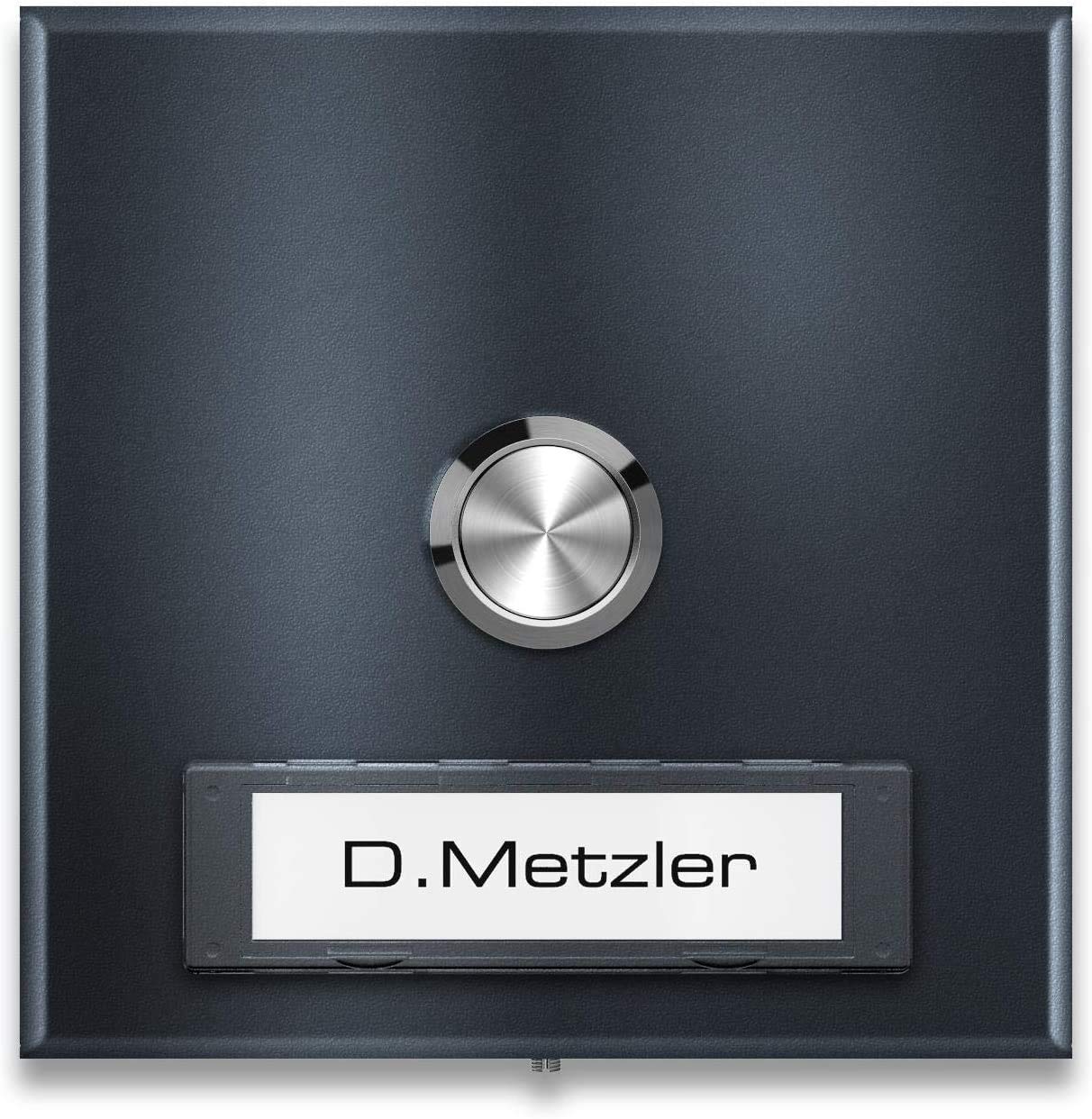 Metzler timbre inalámbrico de acero inoxidable V2A en antracita RAL 7016 - gran alcance, plano, timbre inalámbrico con placa de nombre intercambiable