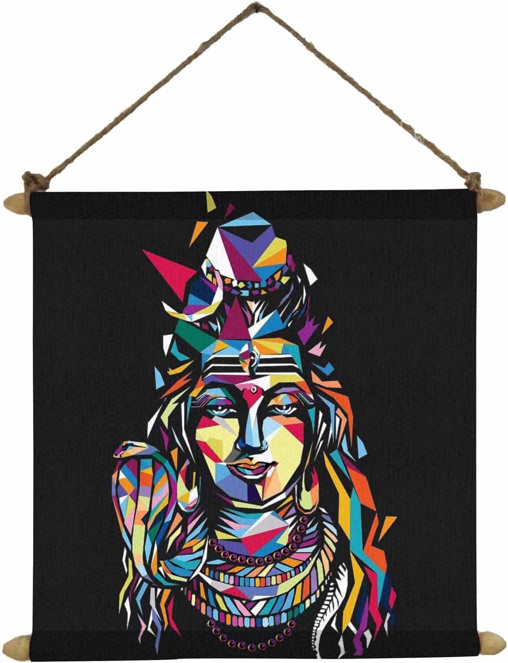 Yaya Cafe Mosaic Shiv Puja Pooja Poster Wall Painting Hanging Scroll Canvas - 18 x 18 inches