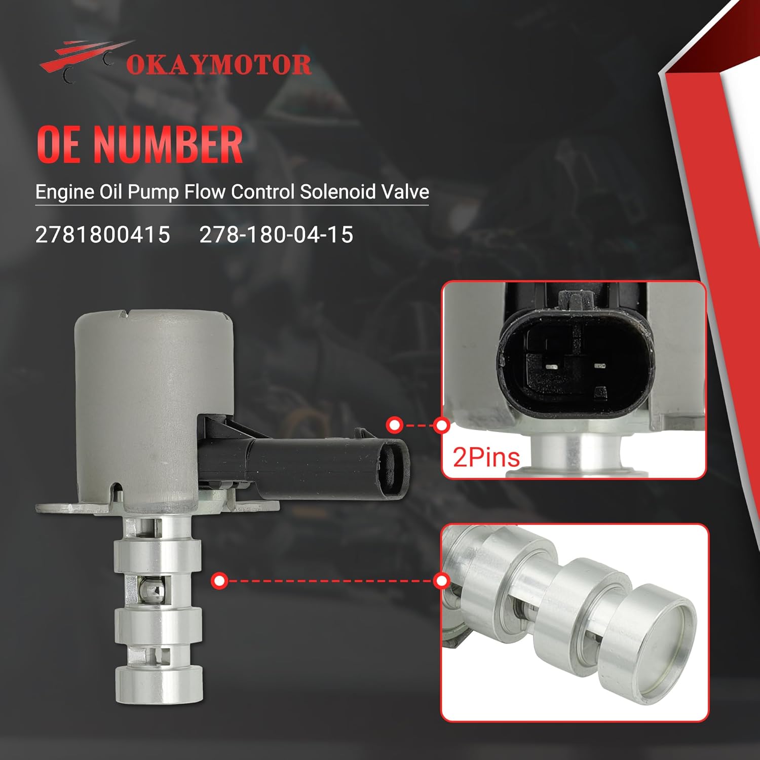 2781800415 Engine Oil Pump Solenoid Valve for 2005-2021 Mercedes Benz A C E G S SL ML AMG CLA GLA GLB GLC GLE GLS Sprinter C300 E300 ML350 CLA250 AMG GLA35 GLB35 GLC300