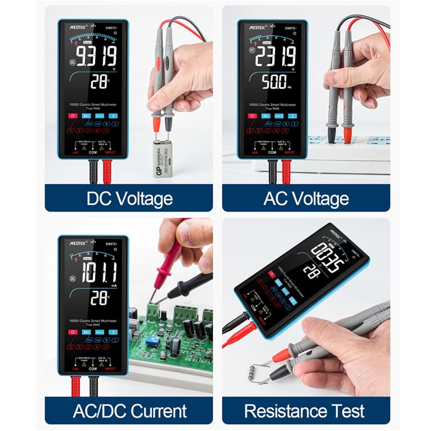Large Screen Multimeter Smart Range Resistance Capacitance AC DC Voltage Ohmmeter NCV Multimeter Automotive Digital Multimeters