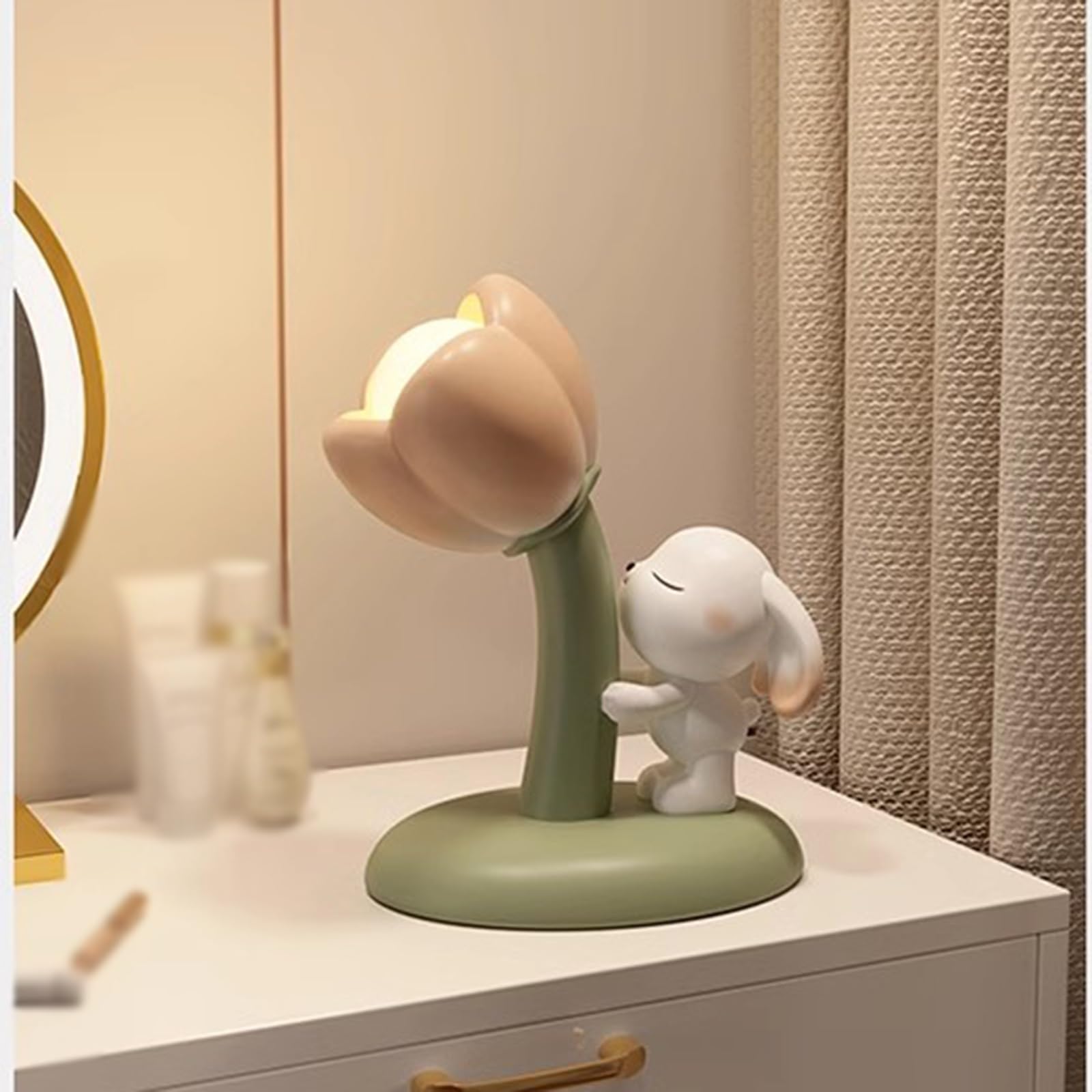 Lampka nocna Cute Bunny Lampka nocna Lampka nocna do pokoju dziecięcego Lampka nocna do sypialni Kwiatowa lampa stołowa Lampka do spania Wersja z wtyczką Lampka biurkowa
