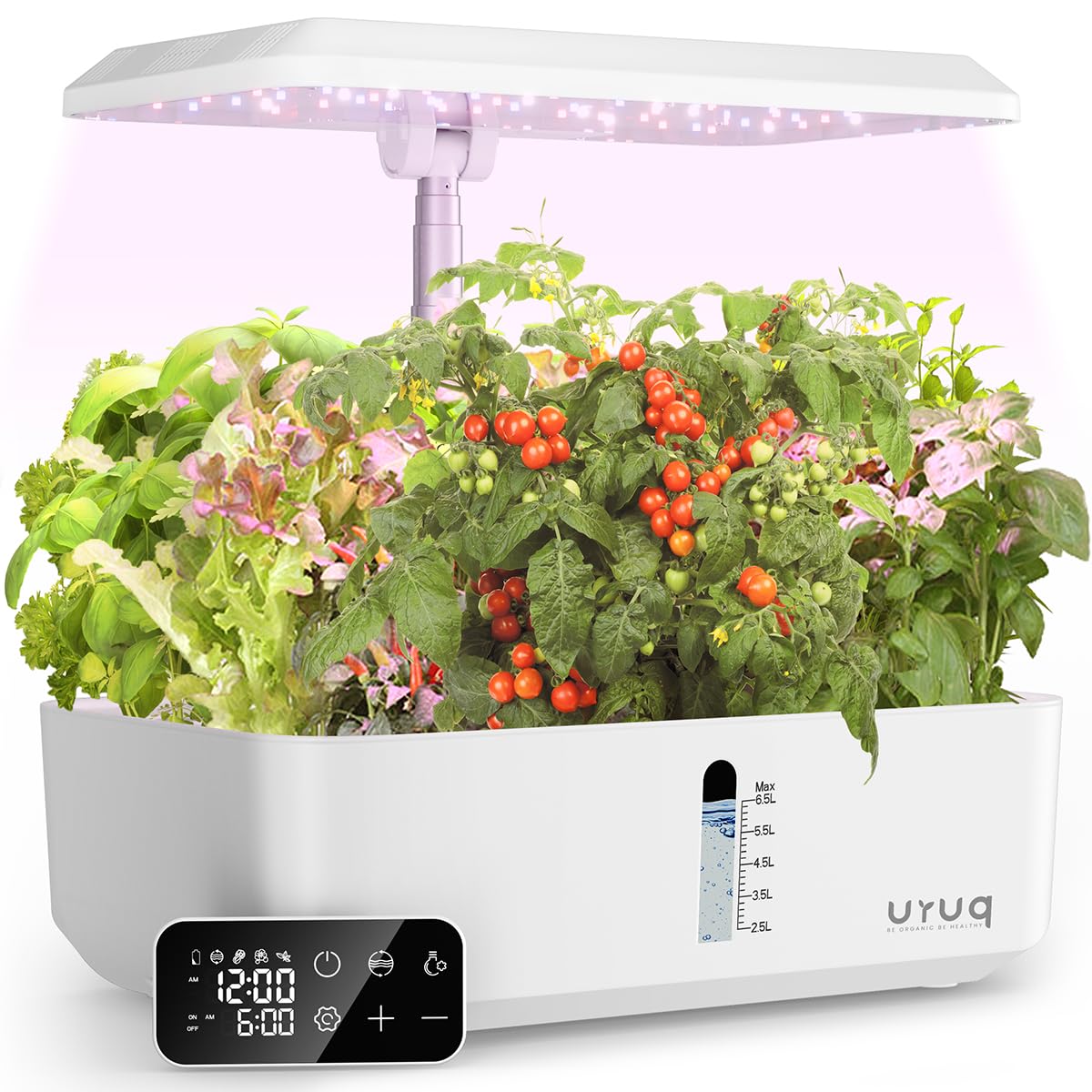 Hydroponics Growing System Garden: 12 Pods Indoor Gardening System with Custom Time Grow Light Height Adjustable Quiet Plants Germination Kit - Gardening Gifts White