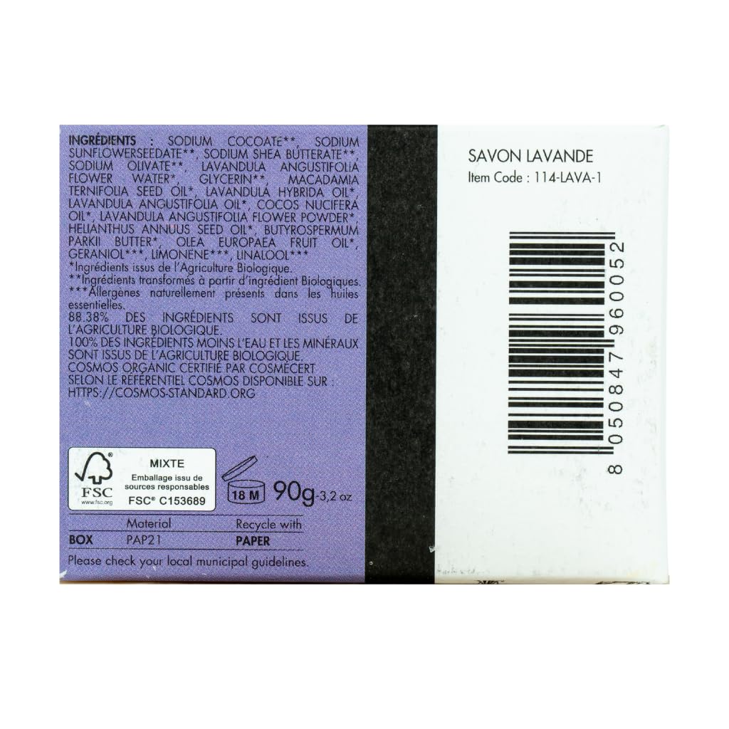 Écrin de Fleur – Jabón de Lavanda para Todo Tipo de Piel, Certificado COSMOS Organic y Nature et Progrès, Artesanal en Francia, Aceites Esenciales de Lavandín y Lavanda, 90g — view 5