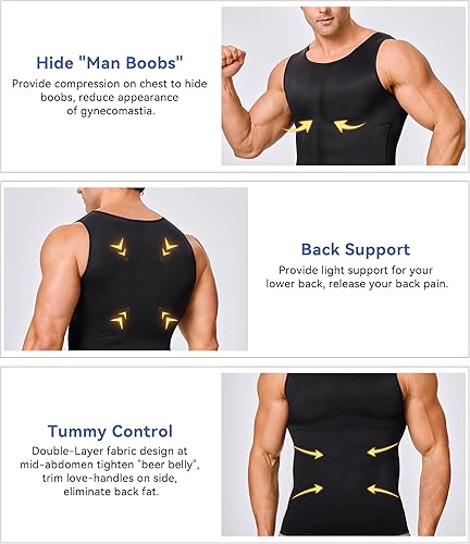 Miniatura 2 de Camiseta de compresión para hombre, adelgaza y moldea el cuerpo - chaleco de entrenamiento, camiseta de tirantes, para marcar abdominales, camisetas