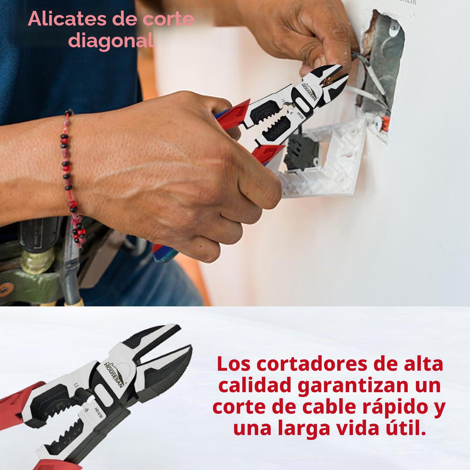 Juego de 5 Alicates, 21,4 cm y 25,2 cm | Alicates de punta fina combinados, cortadores laterales, para bricolaje y uso doméstico