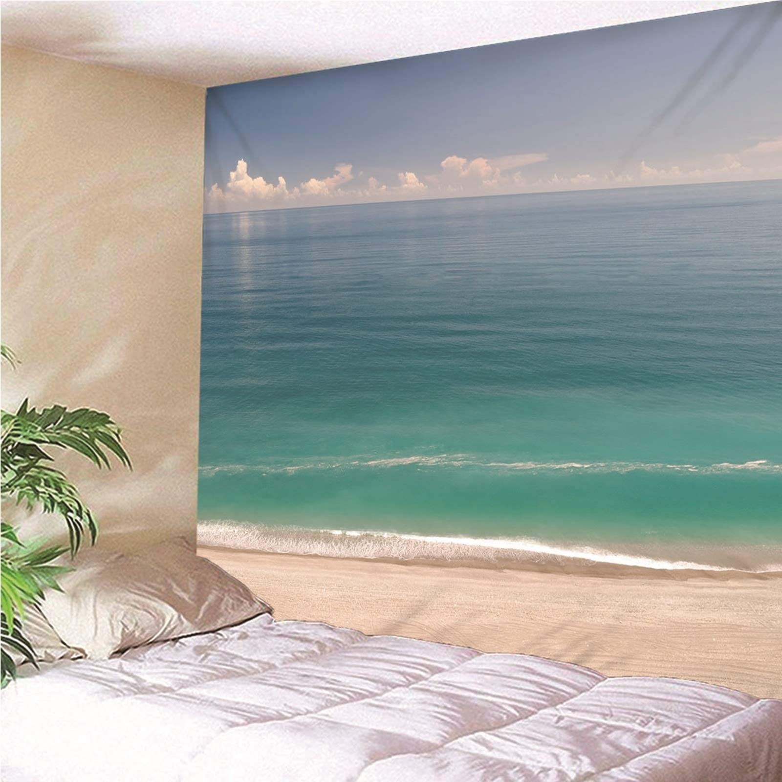 Aeici Tapiz Tela Muro Playa, Manta De Pared Cielo Océano Tapiz Pared para Colgar Pared(200X200Cm)