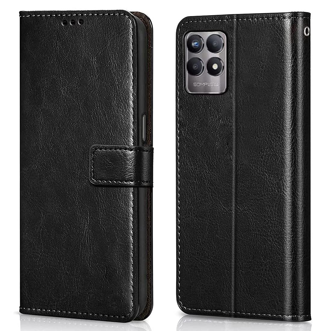 Amazon Brand - Solimo Flip Leather Mobile Cover (Soft & Flexible Back case) for Realme 8i (Black) (B09G88KMNC) Amazon Price History, Amazon Price Tracker