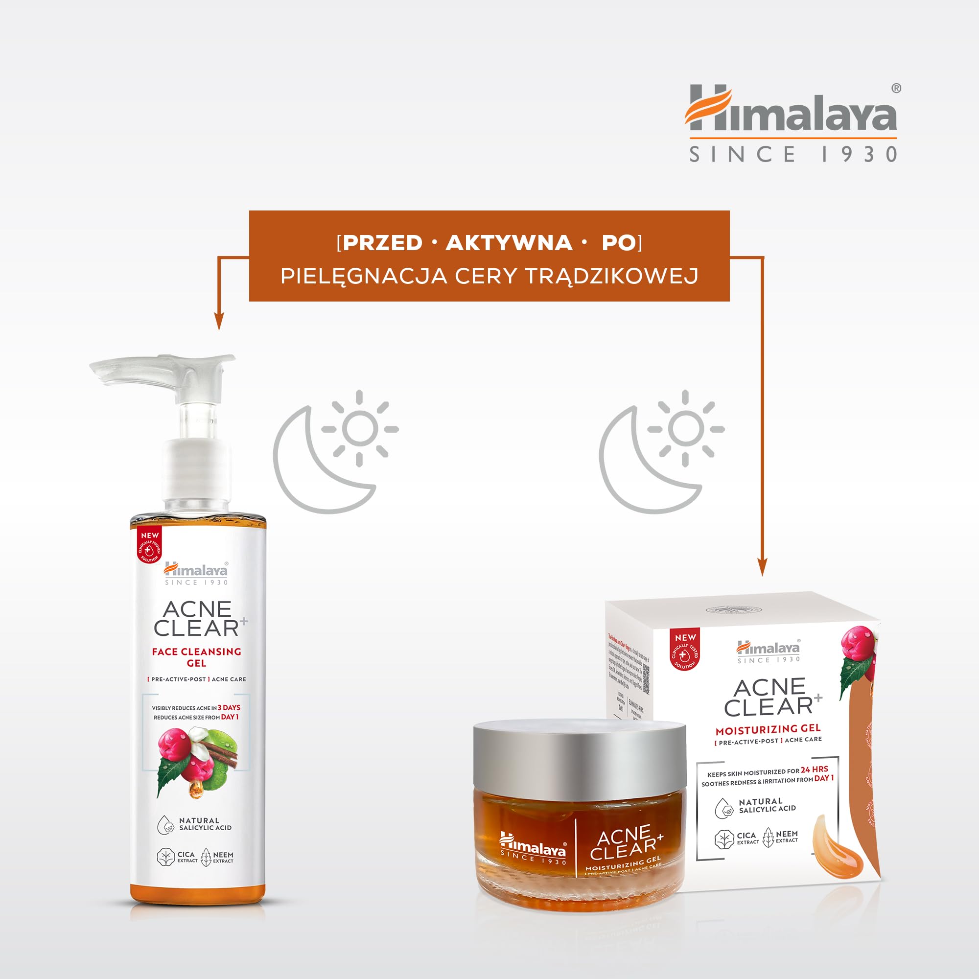 Himalaya Acne Clear+ Żel do mycia twarzy, 200 ml – kwas salicylowy, CICA i neem – zwalcza 5 objawów trądziku, w 97% pochodzenia naturalnego – delikatny, niekomedogenny środek czyszczący