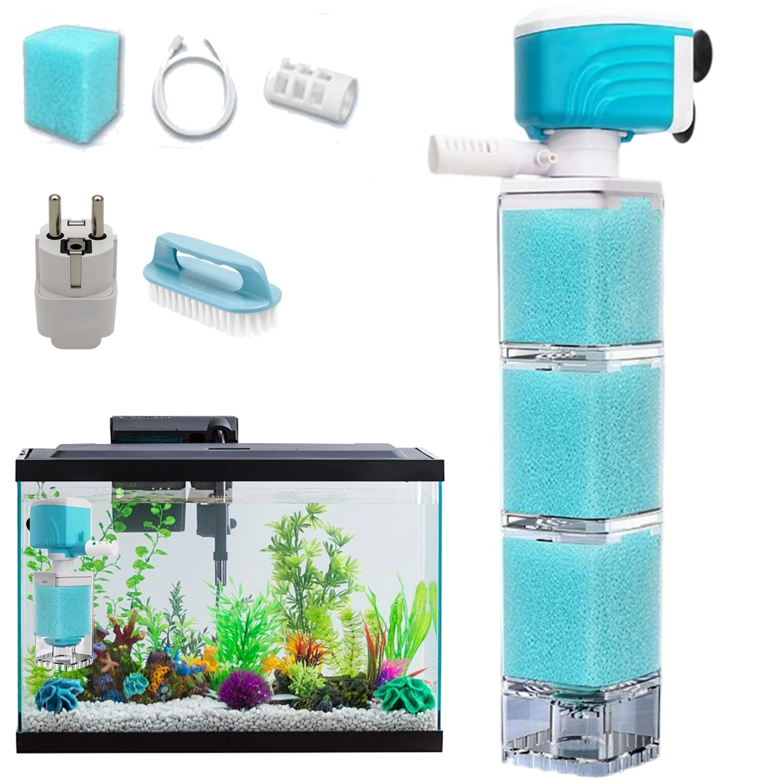 Automatisches Aquarium Filtersystem, Aquarium Filter, Quiet Aquarienfilter FüR Optimale Wasserreinigung Und Sauerstoffversorgung In Aquarien (35W/2450h)