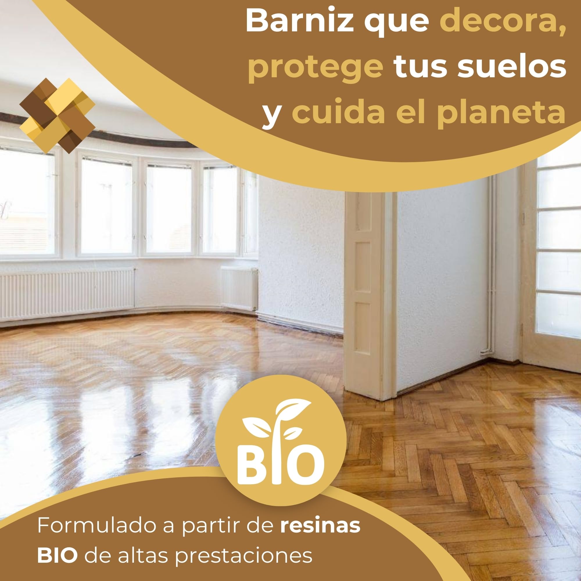 Barniz de Poliuretano al Agua para Suelos de Madera Interior 5L - Protector de Alta Durabilidad y Resistencia al Desgaste - Acabado Natural - Sin Olores