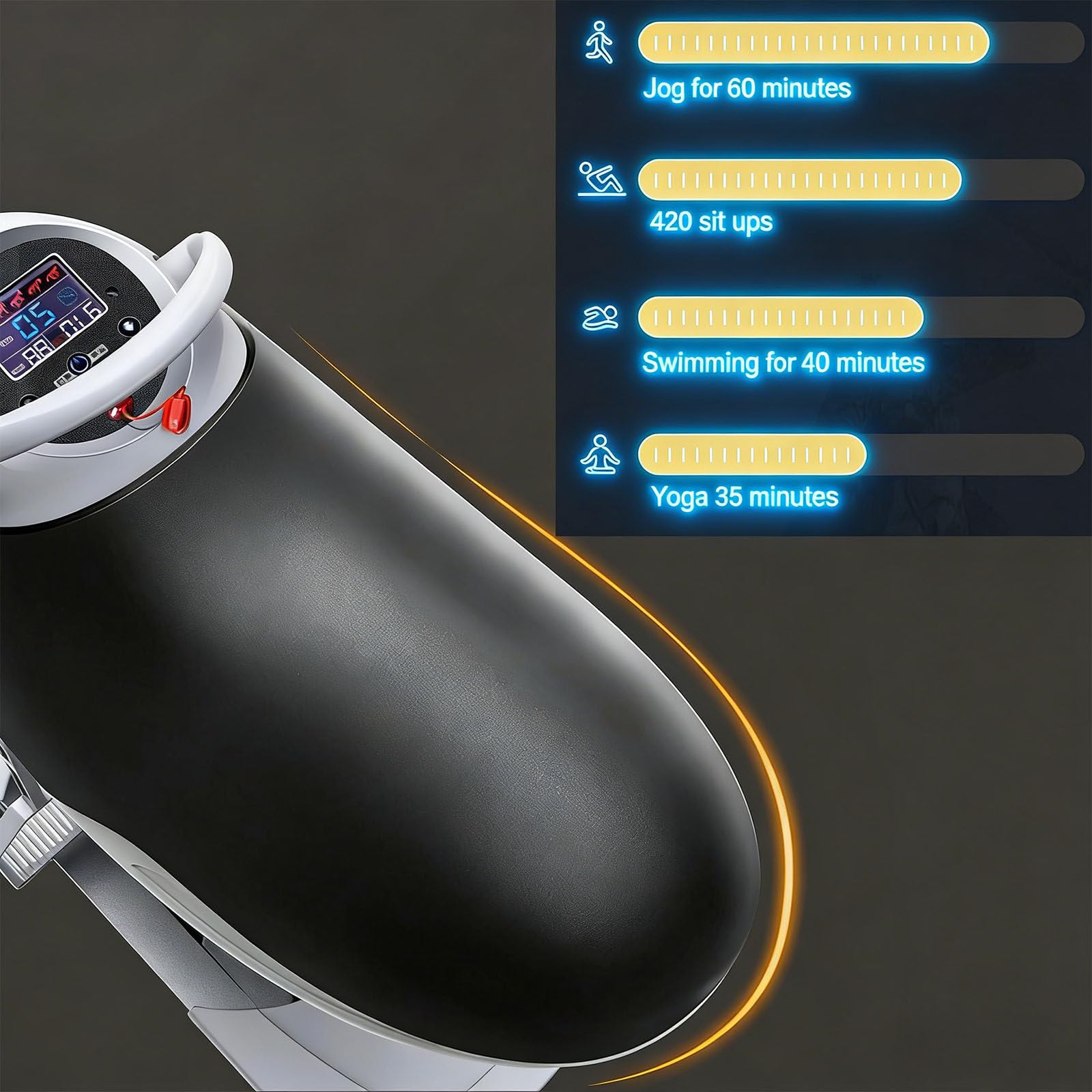Máquina de Entrenamiento Abdominal con simulación 3D de 200 W para Interiores, Pantalla LCD táctil de un Solo Toque y 3 Modos Ajustables para Cintura y piernas.