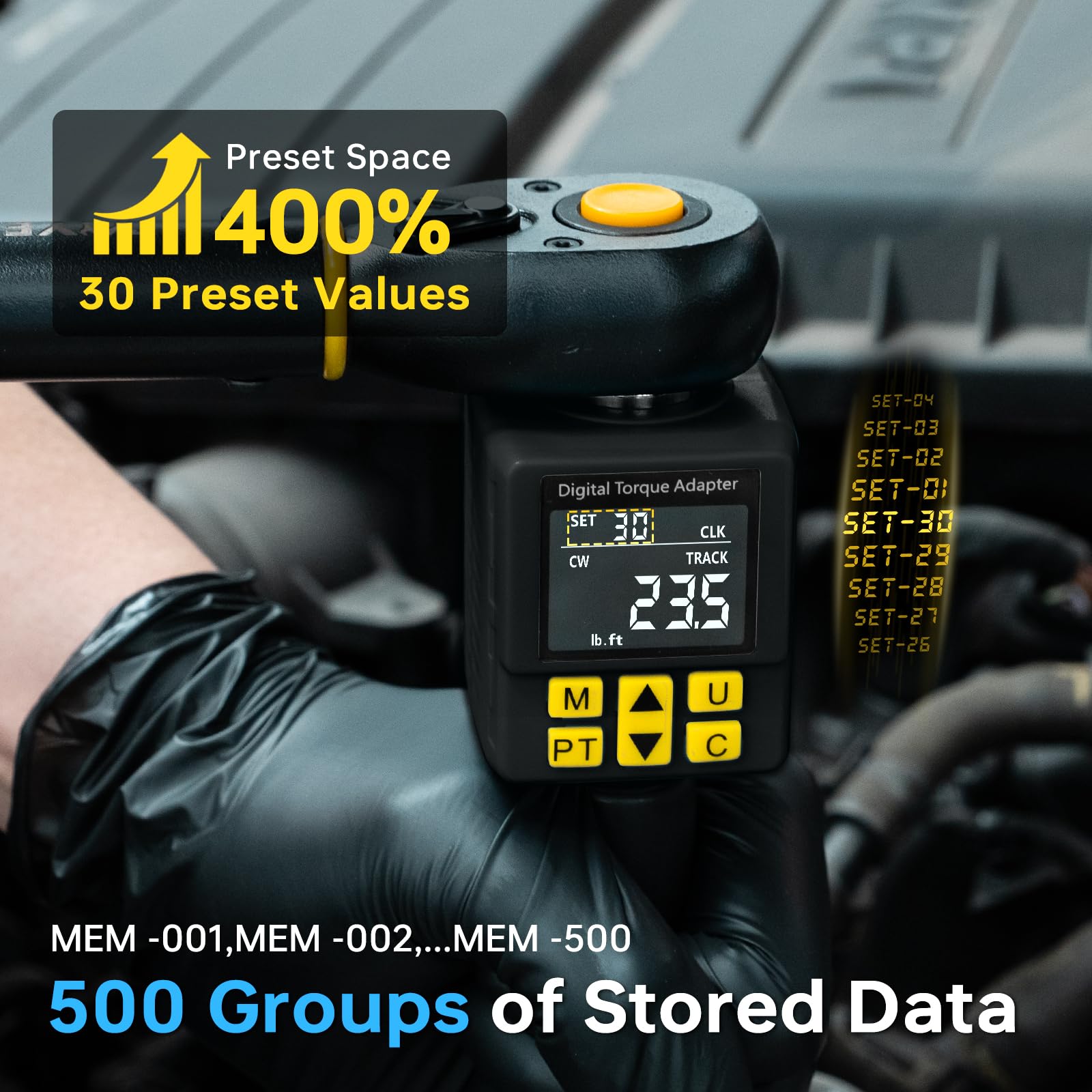 Heavy-duty Digital Torque Adapter, (±1% Accuracy, 40-300Ft-lb), 1/2" Digital Torque Wrench Adapter for Auto, Versatile Meter - Alert | Peak/Track | Preset | Store/Delete, for Machinery Repairs(406N.m) — Amazon image 4