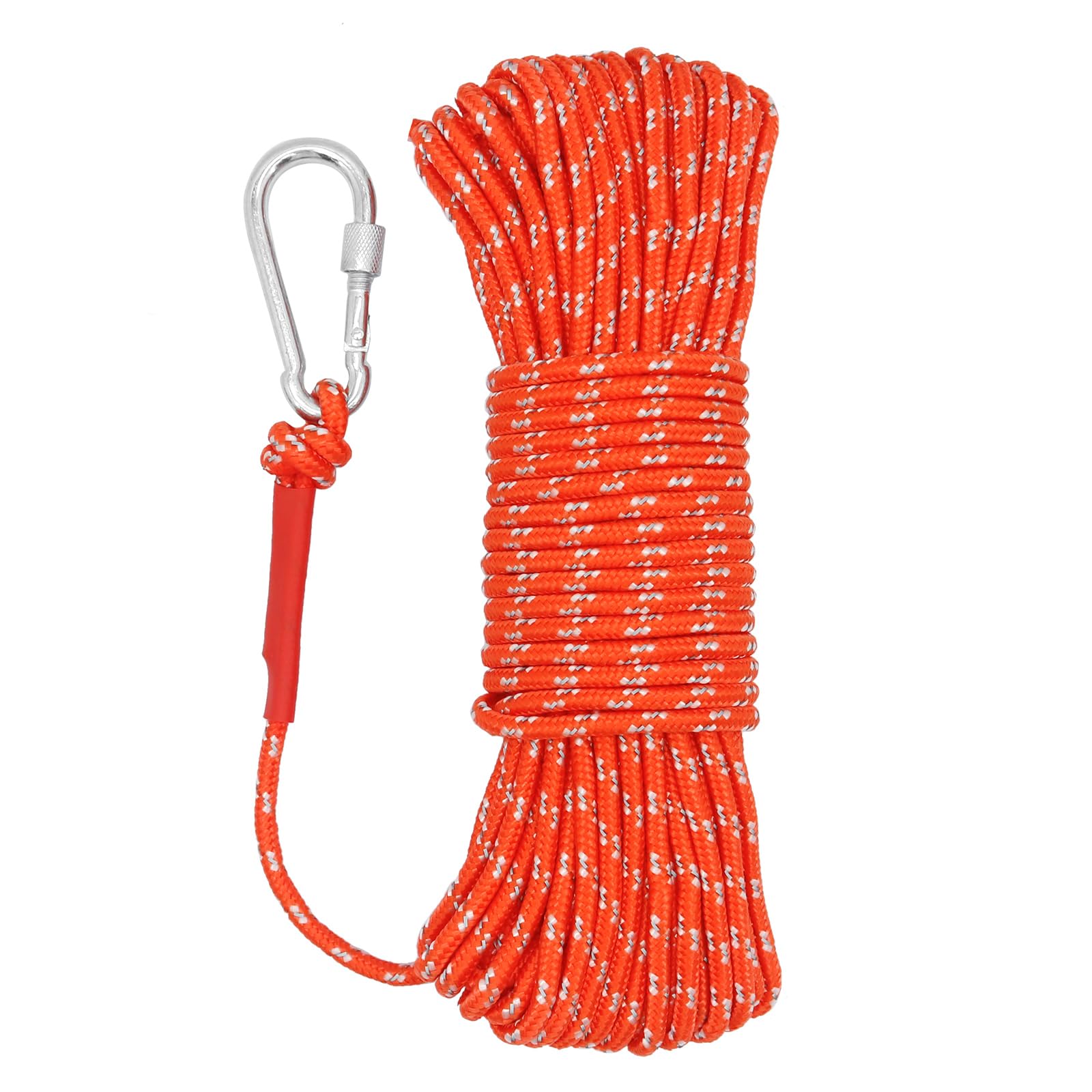 NewDoar 6mm Marine Floating Rope High-Strength Braided Reflective Anchor Mooring Rope with Hook 10M 20M 30M 50M Dock Lines for Boating, Camping, Anchoring, Fishing, Mooring, Tent Canopy-Orange/30M