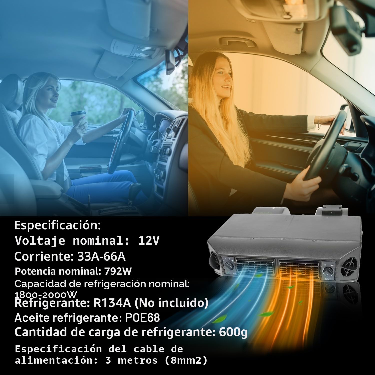 Kit de aire acondicionado eléctrico 12 V para debajo del salpicadero, sistema universal de CA 12V, apto para furgoneta, auto, RV, camión, autocaravana, barco, autobús
