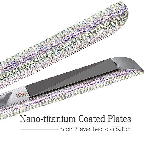 Miniatura 2 de DORISILK Plancha plana de titanio, plancha alisadora de salón de 480 F, calor rápido de 30 segundos, plancha con diamantes de imitación, plancha