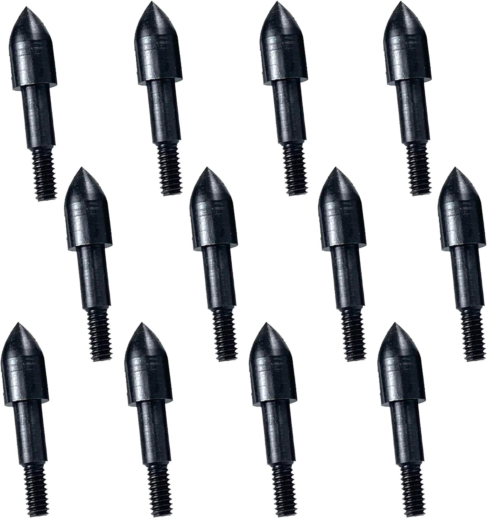 12PCS 100 Grain Archery Field Points Black Screw-in Archery Bullet Points 5/16" and 11/32" for Arrow Field Target Practice Shooting