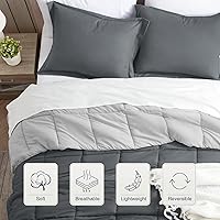 Vista 124 de satisomnia Queen Comforter Set Grey, Soft Seersucker Comforters Queen Size Bed, 3 Pieces Lightweight Down Alternative Bedding Comforter Full Sets