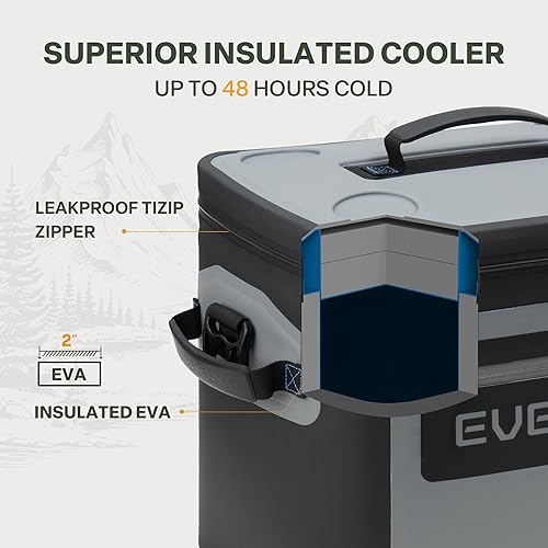 Miniatura 2 de EVERFUN Hielera suave para 30 latas, bolsa de almuerzo aislada portátil para hombres y mujeres, caja de hielo impermeable para viajes, playa,