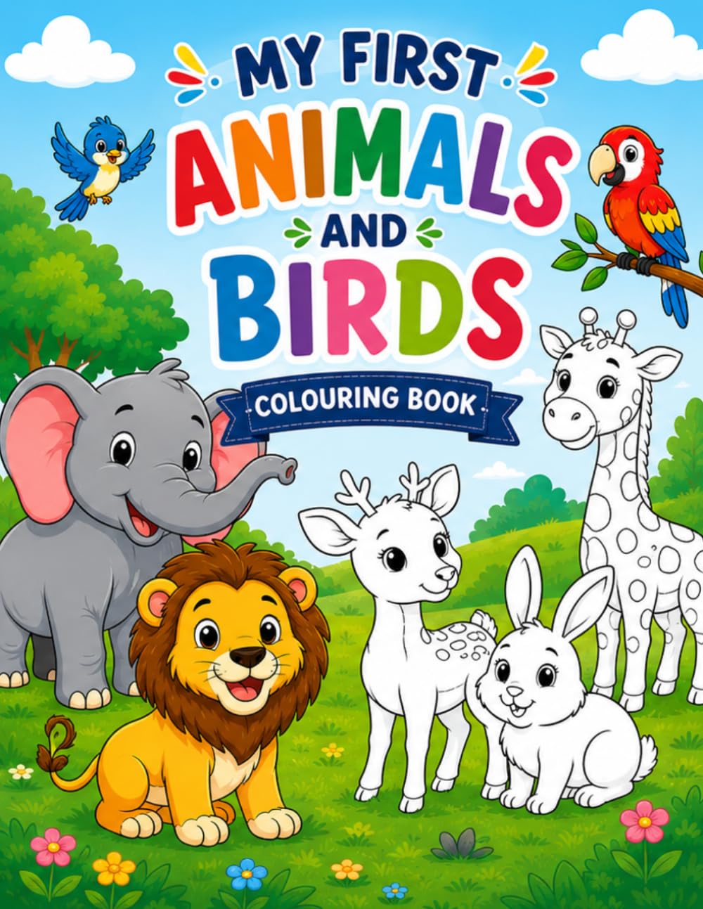 My First Animals & Birds Coloring Book: Cute, Simple and Fun Coloring Pages for Kids Ages 3–5