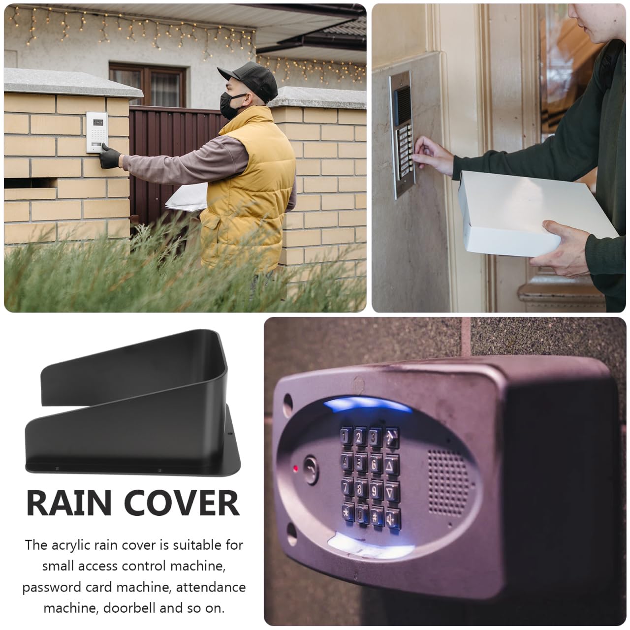 DOITOOL Cubierta De Lluvia Para Timbre Impermeable Acrílico Protector De Control De Acceso Exterior Compatible Con Máquinas De Tarjetas Y Timbres 8.46X6.88X3.93In