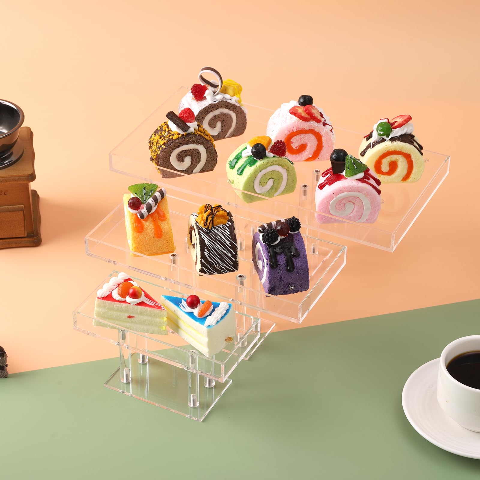 Pastry Display Risers Set of 3 Clear Acrylic Dessert Stands - Buffet Risers for Cupcakes ...