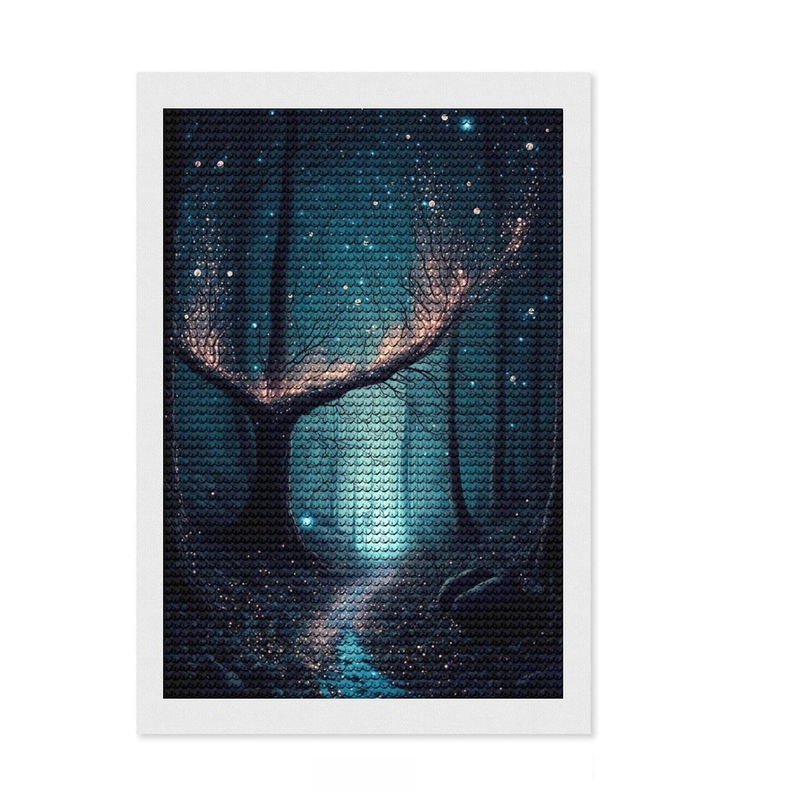 Junmoney Dreamy Fantasy Forest Diamond Painting Kit 8"x12", Living Room Decor, for Beginners, Easy Handmade Project, Gift Idea, Adhesive Canvas