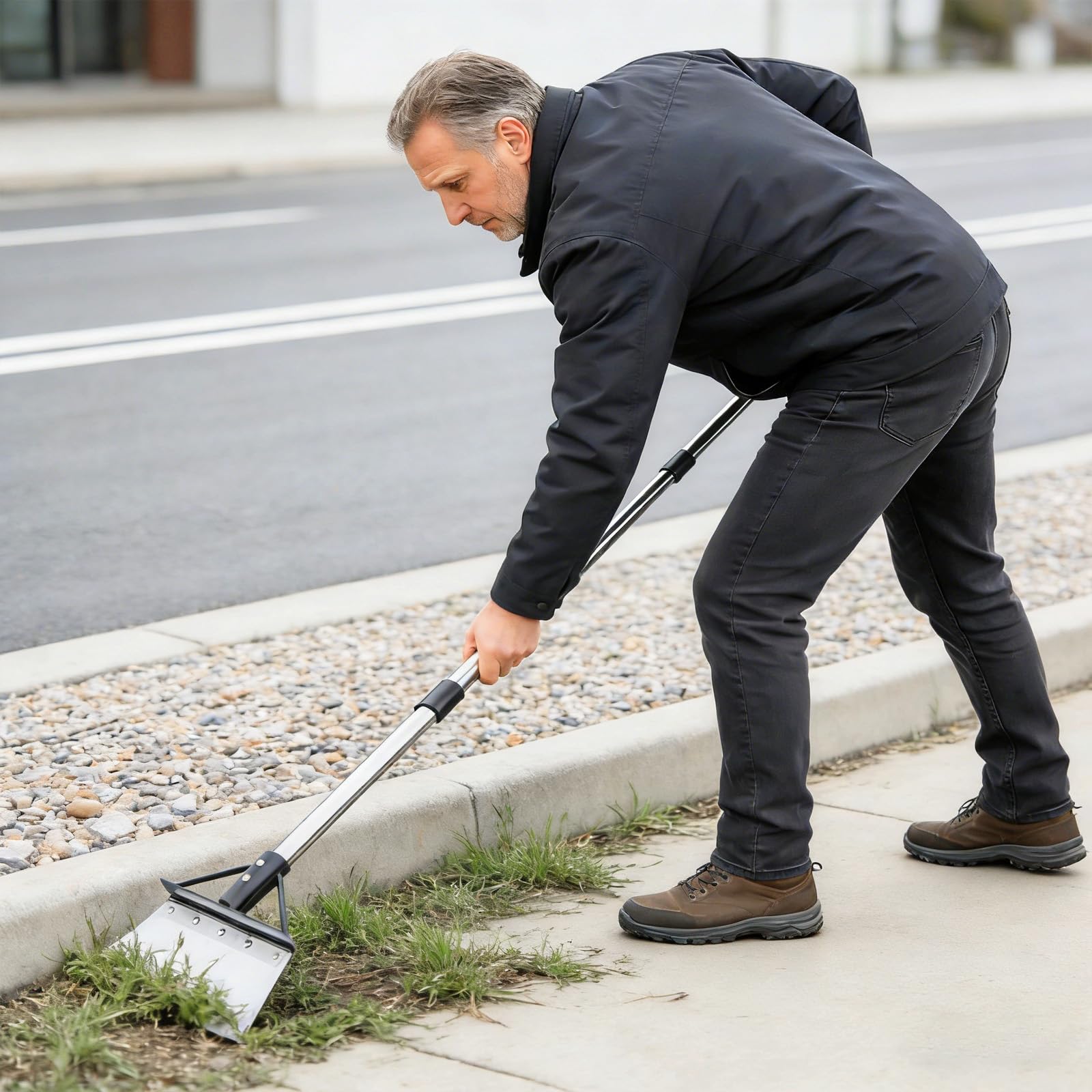 Pelle de nettoyage multifonction avec manche 200 cm, en acier au manganèse, appareil de désherbage, appareil pour désherber, nettoyer, planter, fertiliser, pelle à neige - 5