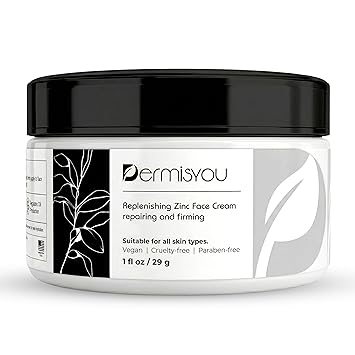 Dermisyou Zinc Face Cream for Oily & Acne Prone Skin Oil Control Moisturizer with Zinc Oxide, Aloe Vera & Shea Butter | Lightweight, Non-Comedogenic, Vegan | 1 oz