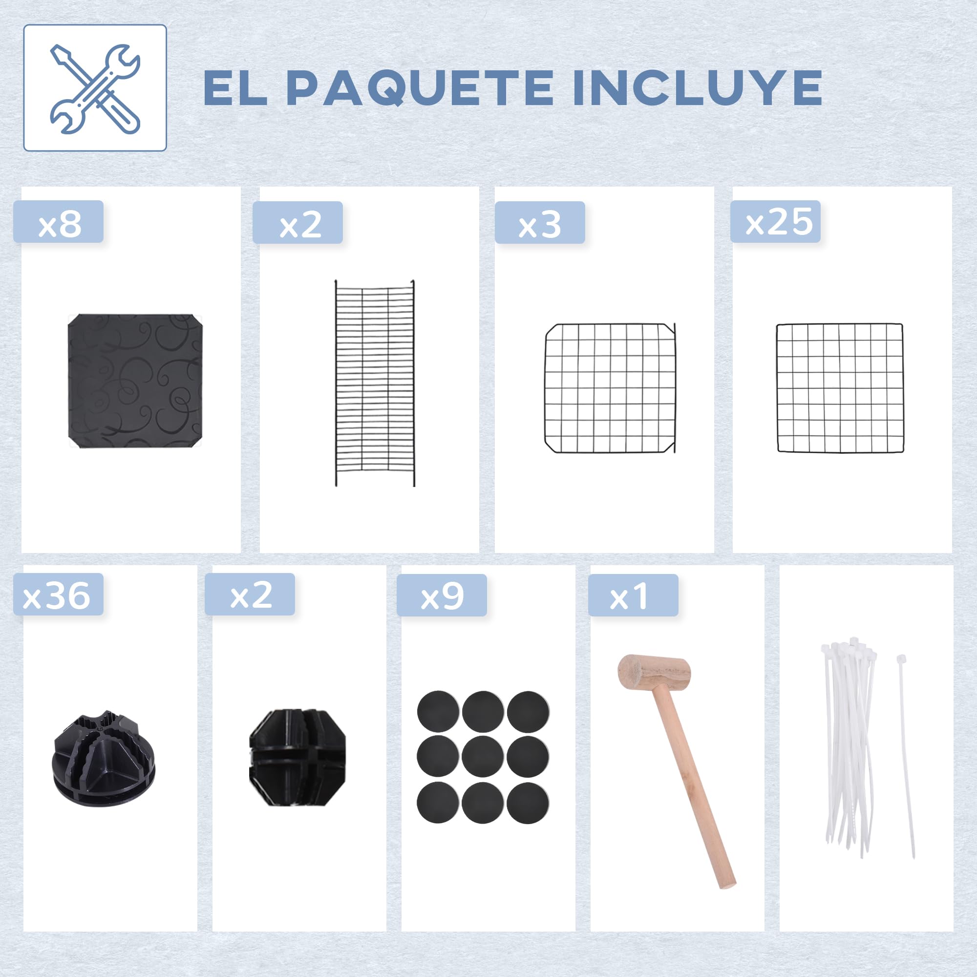 PawHut Jaula para Animales Pequeños de 38 Paneles Parque para Mascotas Forma Personalizable Valla Metálica para Cobayas Conejos Chinchillas 70x70x105 cm Negro