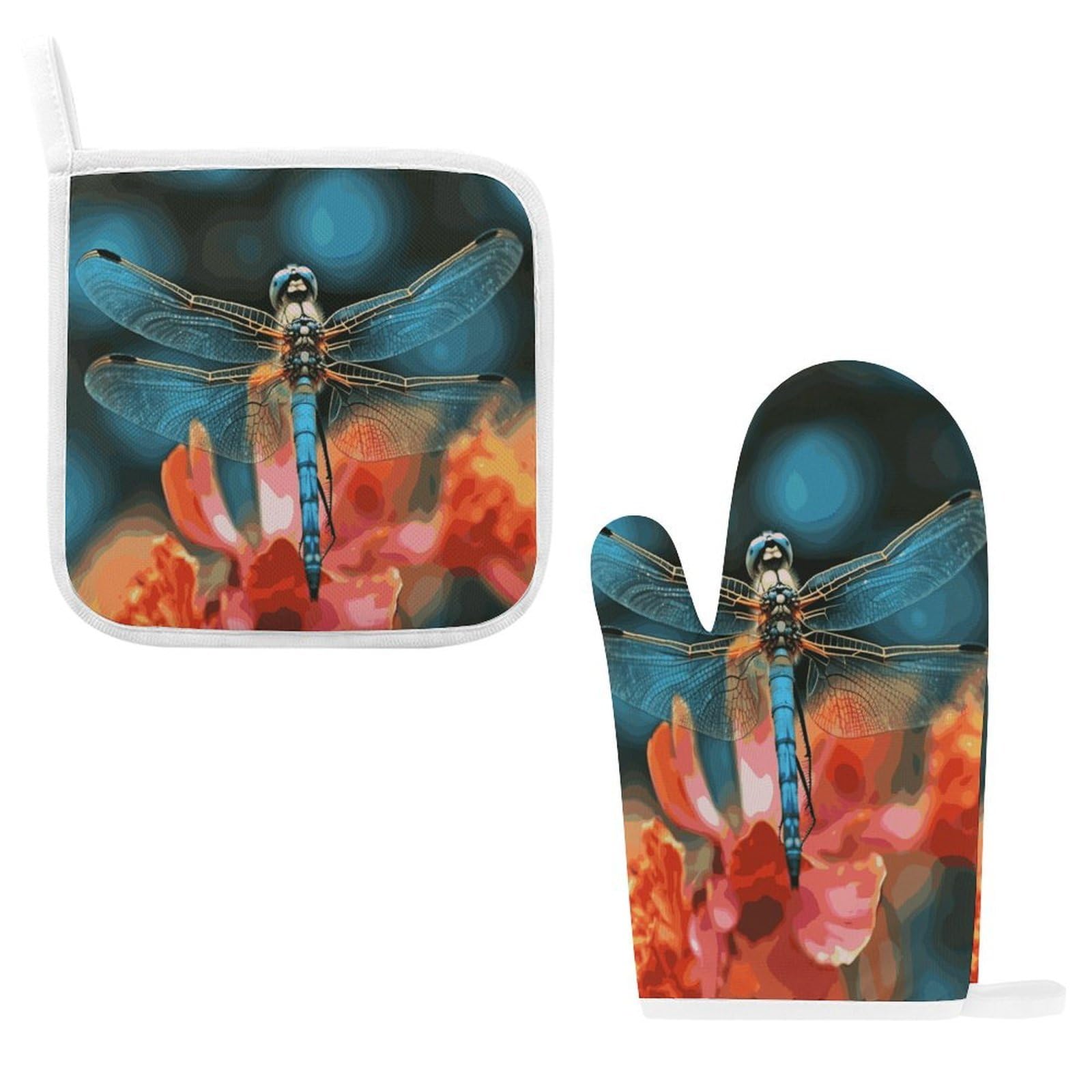Fodpand Style Dragonfly On The Flower Oven Mitts And Pot Holders Sets