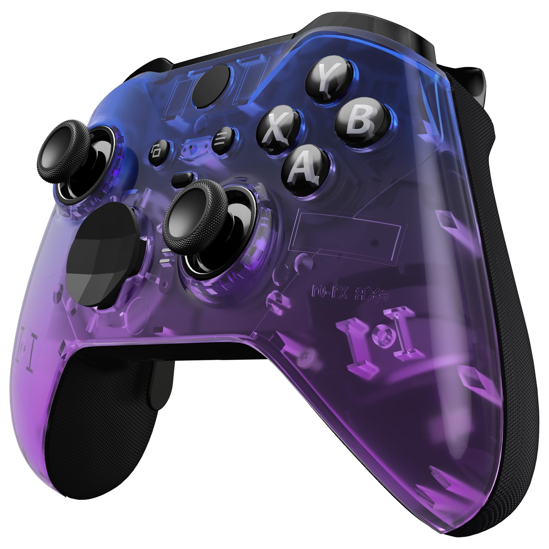 eXtremeRate Gradient Translucent Bluebell Front Housing Shell Case Replacement Kit for Xbox One Elite Series 2, Xbox Elite 2 Core Controller Model 1797 - Thumbstick Accent Rings Included - 5