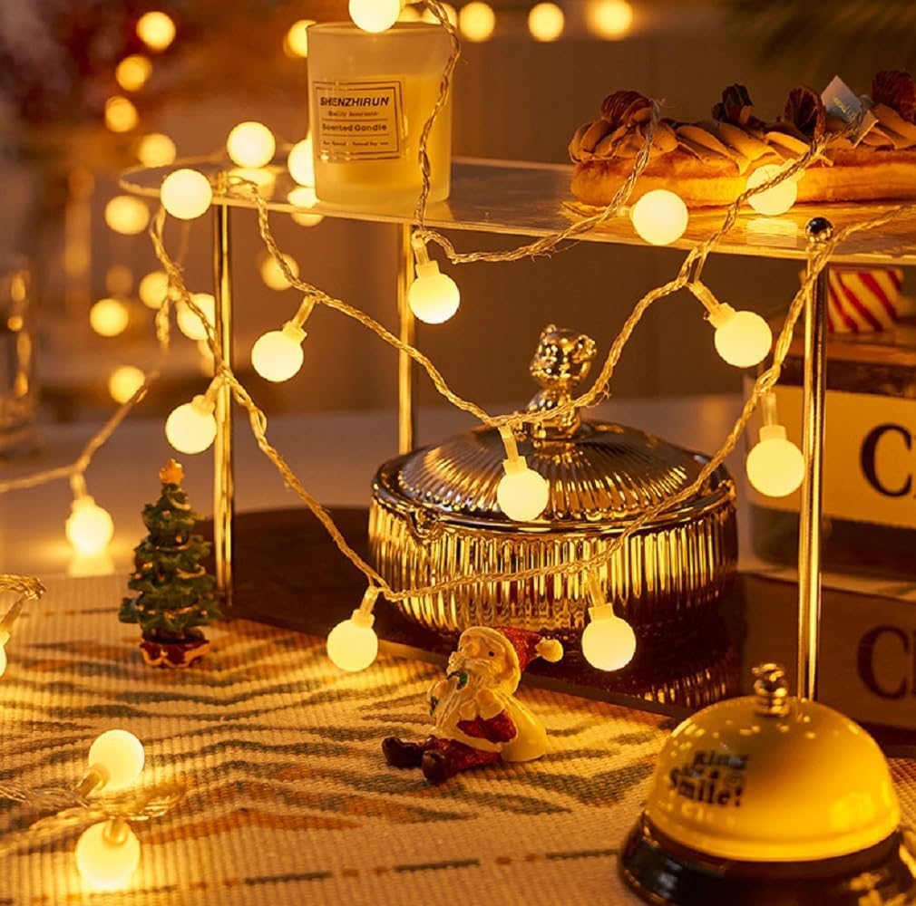 Globe String Lights, 10ft 20 LED USB Powered Globe Fairy String Lights Warm White for Birthday Party Wedding Christmas Home Decoration, WLD0002