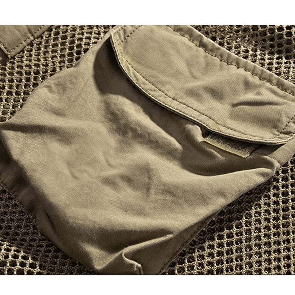 Gilet de Poche Gilet de pêche Photographie Multi-Poche en Plein air Mince Outillage Gilet d'épaule (Color : Khaki, Size : M)
