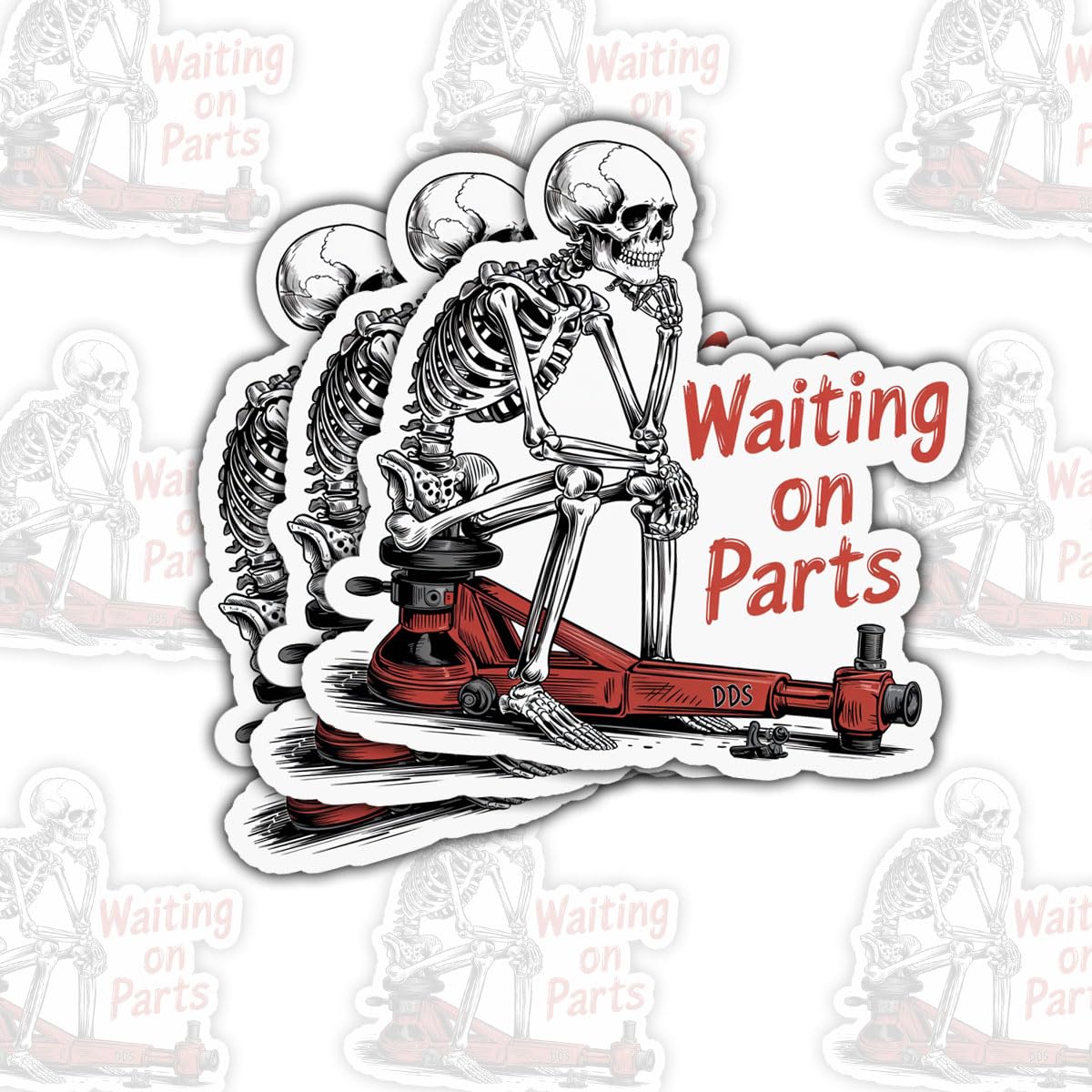 Autocollant en attente de pièces pour garage et mécanicien - Lot de 3 stickers