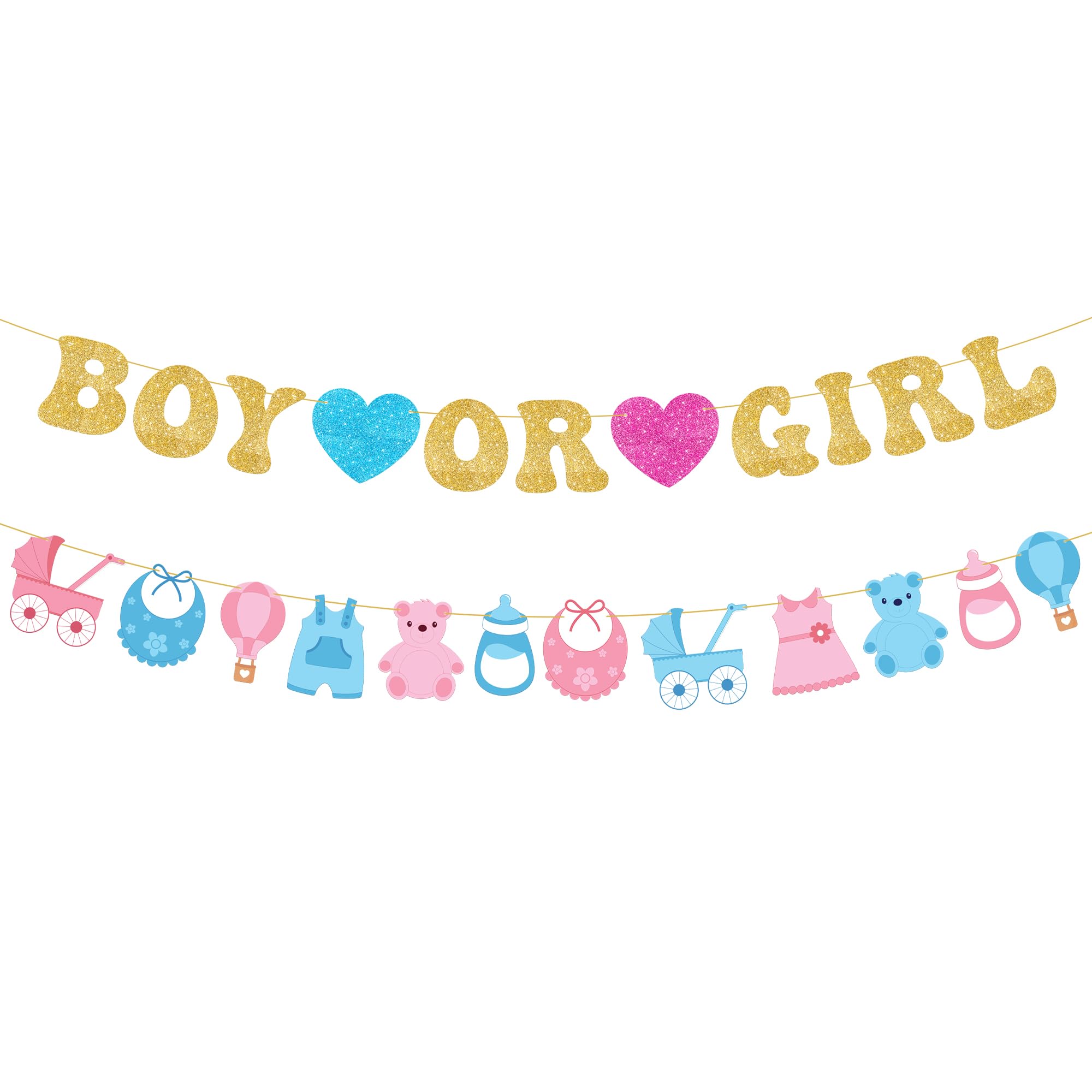 KatchOn, Glitter Boy or Girl Gender Reveal Banner - 10 Feet, No DIY Gender Reveal Backdrop | Boy or Girl Banner for Baby Gender Reveal Decorations |
