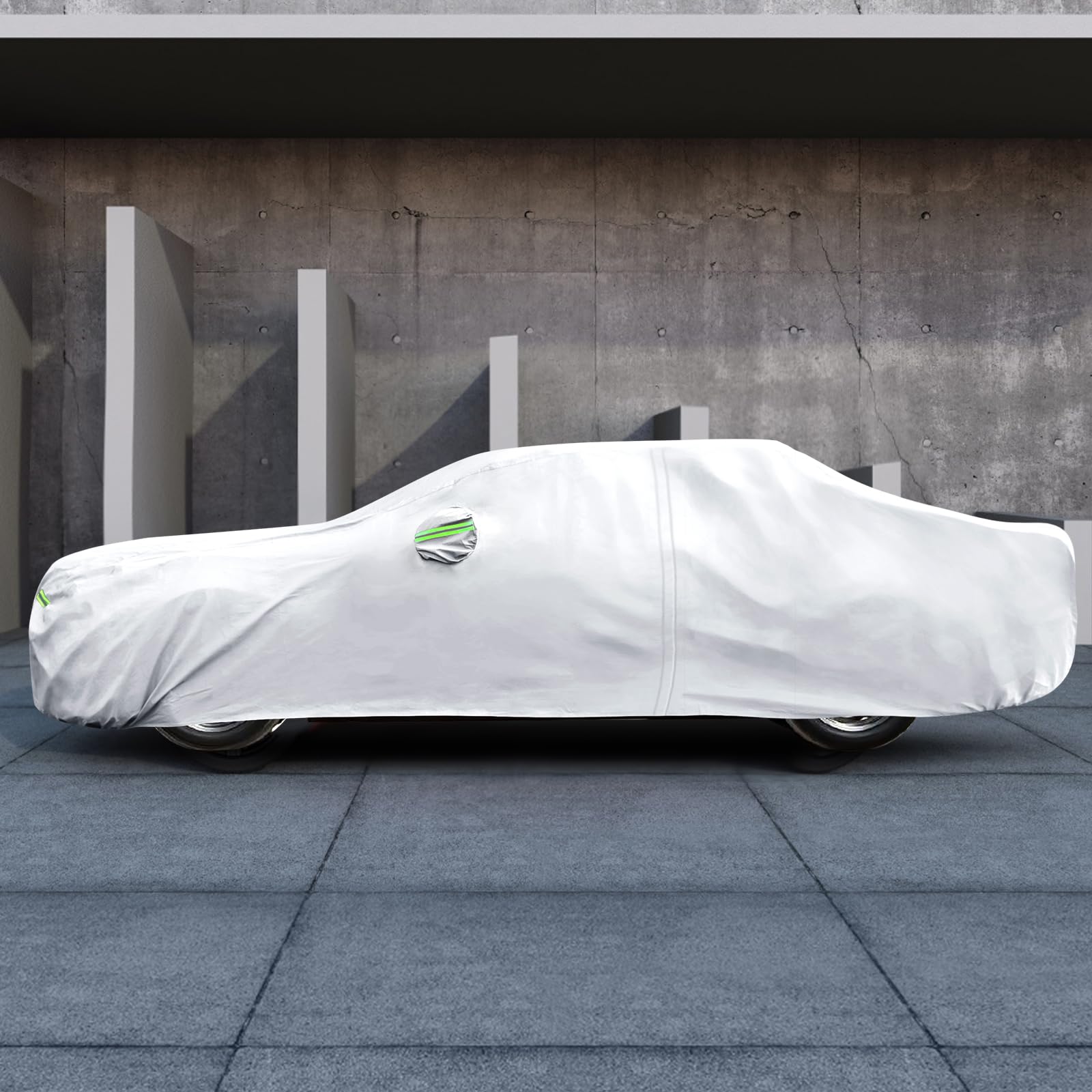 Migaven - Telo copriauto su misura per Dodge Challenger 2008-2025, impermeabile, protezione da sole e pioggia, con cerniera per portiera e fodera in cotone