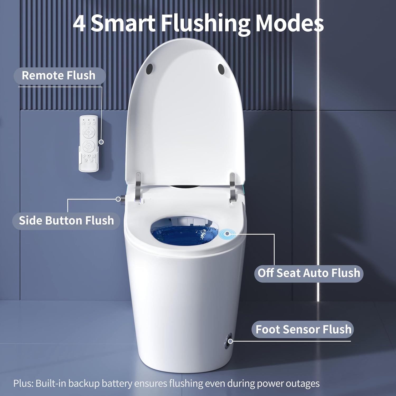 Smart Toilet with Built-in Bidet with Foot Sensor Flush, Heated Seat, Child Mode, Dual Flush Remote - Pre-Wetting, Tankless Toilets for Bathroom with Warm Dryer & LED Display