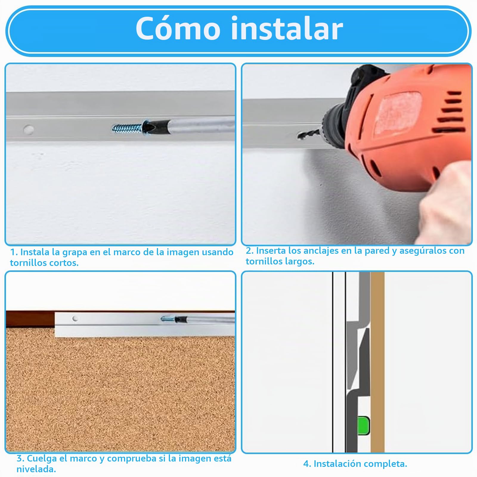 YAYODS 6 abrazaderas en Z para colgar - 30 cm French Cleat Riel de suspensión con tornillos - Soportes de pared entrelazados para fotos, espejos, obras de arte, pinturas