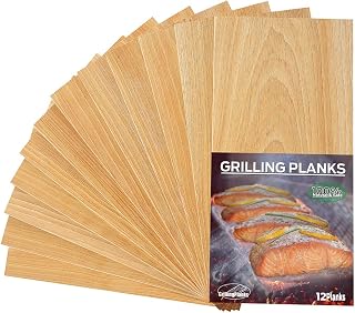 GrillingPlanks 12 Pack Cedar Planks for Grilling Salmon, Fish, Meat and Veggies. Add Extra Smoke and Flavor, Fast Soaking, Easy Using Cedar Grilling Planks