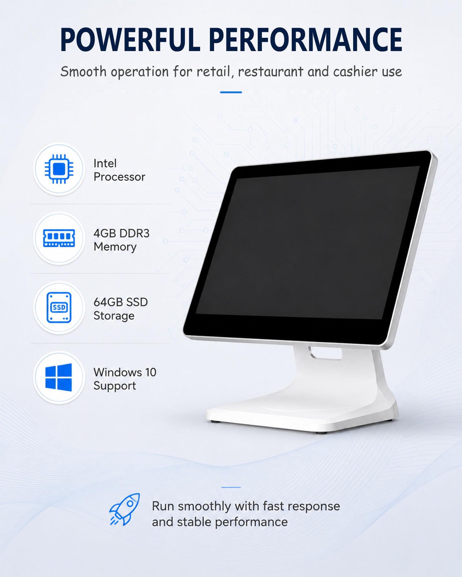 Registratore di Cassa Touch Screen da 15,6 Pollici, Kit POS per Piccola Impresa, Vendita al Dettaglio e Ristorante, con Angolo Regolabile, 4 GB RAM, 64 GB SSD e CPU N2840