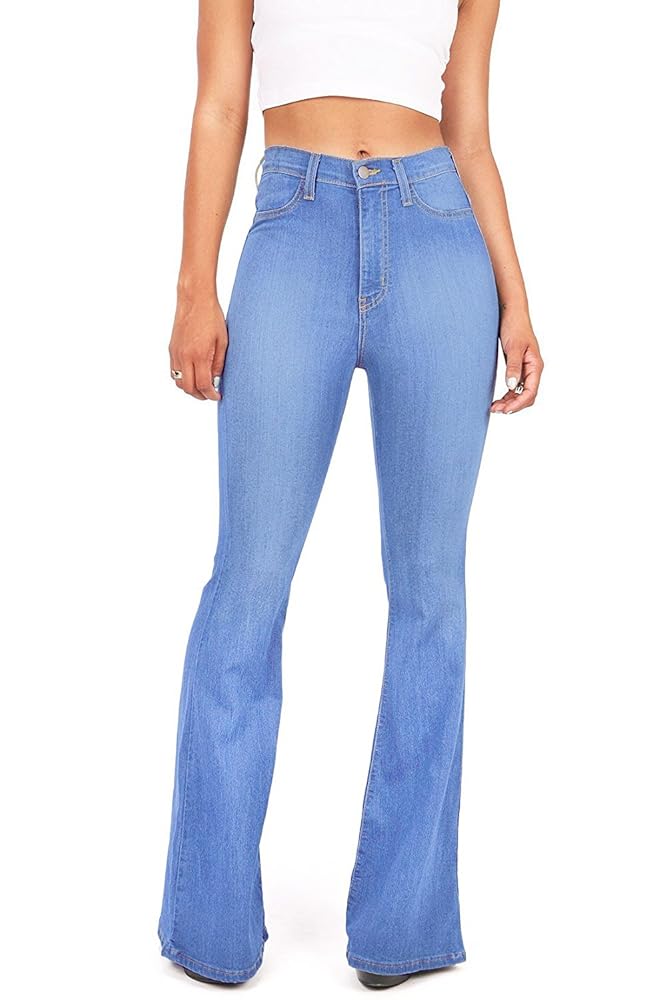 FELIM フェリム　HW BELL BOTTOM DENIM / BLU Vibrant Women's Juniors Bell Bottom High Waist Fitted Denim