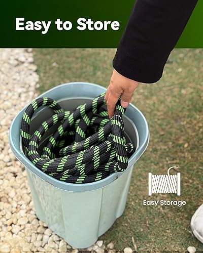 Miniatura 8 de RAINPOINT Mangueras de jardín de metal para patio de 100 pies, manguera de agua 304 sin torceduras de 100 pies con boquilla de 10 modos, conexión de