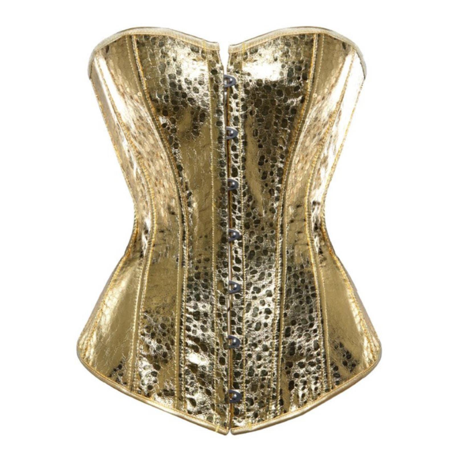 Piyax Women's Gold Sliver Corsets For Steampunk Gothic Corset Bustier With Zipper Plus Size Vintage Style Corset Top Burlesque Lingerie