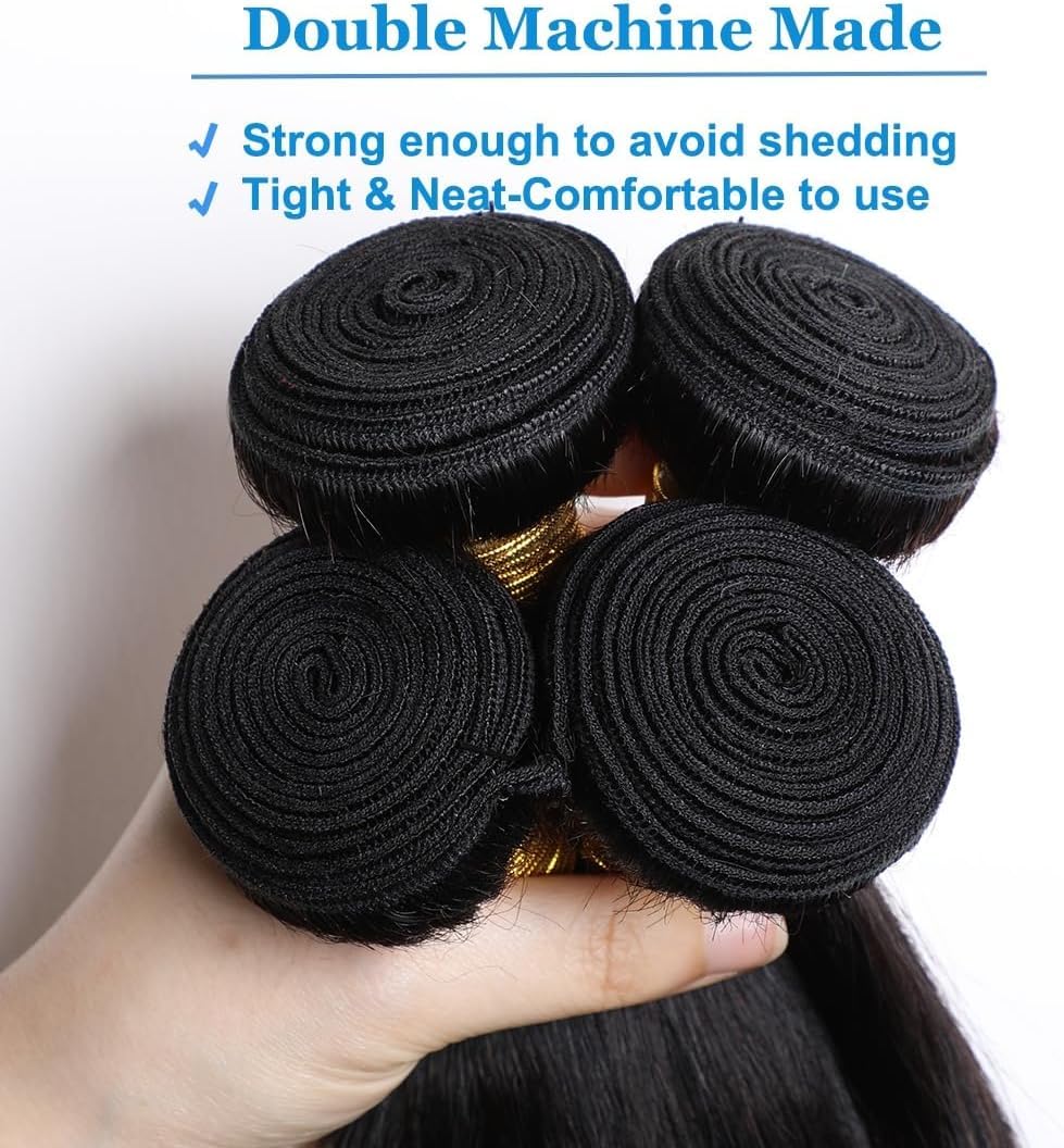 MsSunlight Human Hair Bundles Straight Human Hair Bundles Weave Extensions Unprocessed Virgin Brazilian Hair Straight Bundles Weft Natural Color 24 26 28 Inch - Image 2